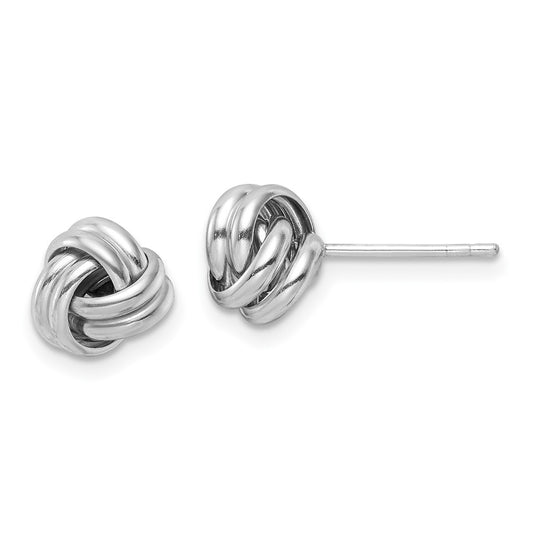 Rhodium-plated Sterling Silver Post Polished Love Knot Earrings