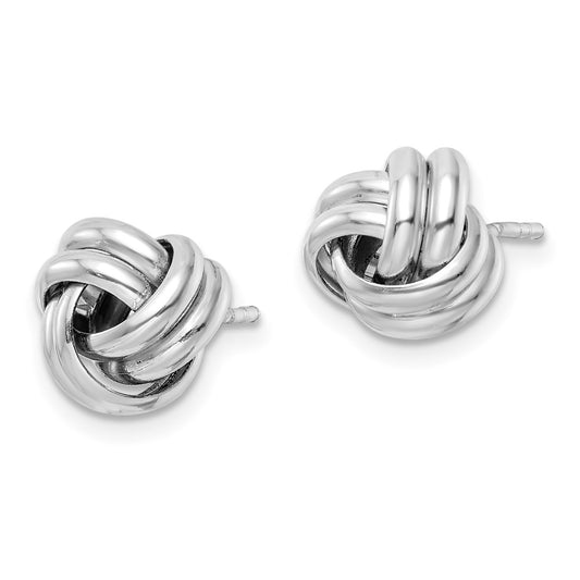 Rhodium-plated Sterling Silver Post Love Knot Earrings