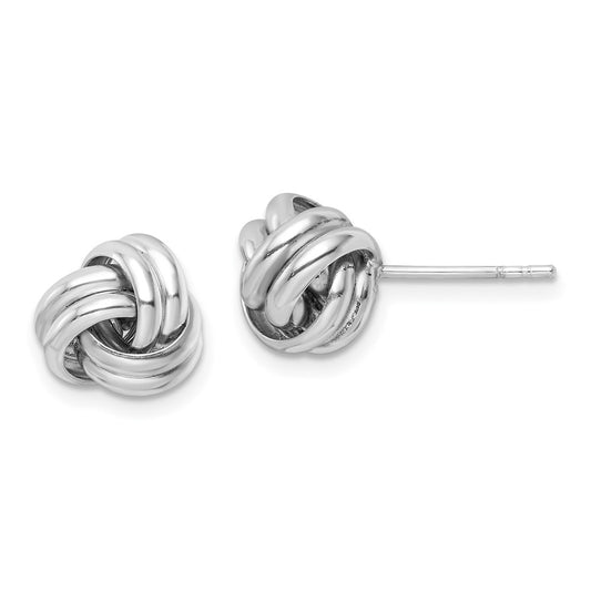 Rhodium-plated Sterling Silver Post Love Knot Earrings