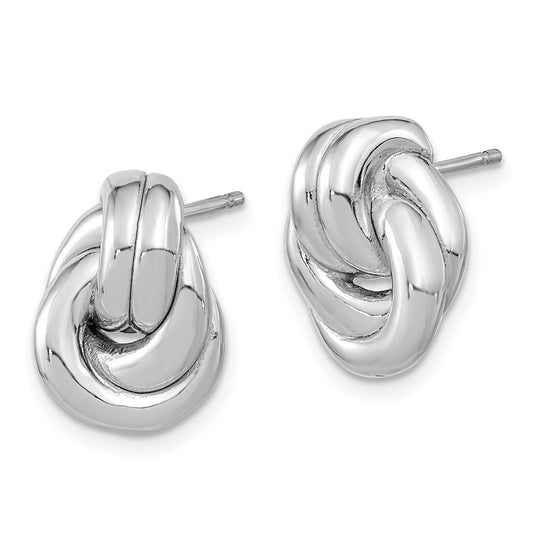 Rhodium-plated Sterling Silver Love Knot Hollow Post Earrings