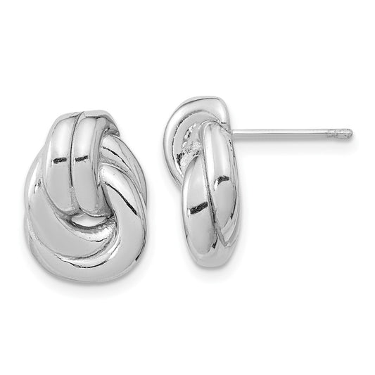 Rhodium-plated Sterling Silver Love Knot Hollow Post Earrings