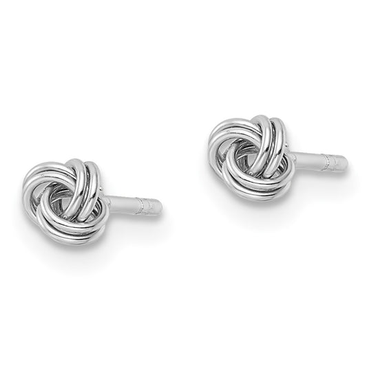 Rhodium-plated Sterling Silver Post Love Knot Earrings