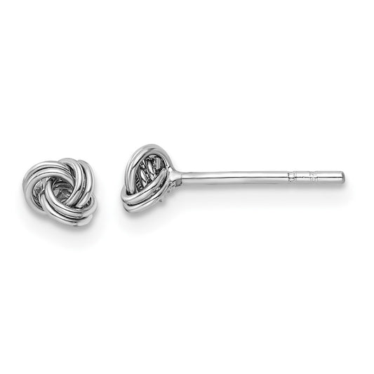 Rhodium-plated Sterling Silver Post Love Knot Earrings