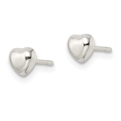 Sterling Silver Polished Puffed Heart Post Earrings