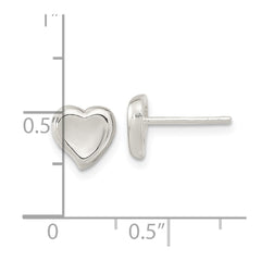 Sterling Silver Polished Puffed Heart Post Earrings