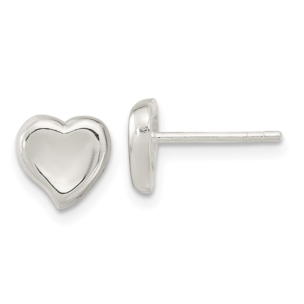 Sterling Silver Polished Puffed Heart Post Earrings