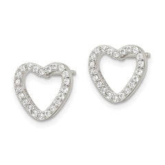 Sterling Silver CZ Heart Post Earrings