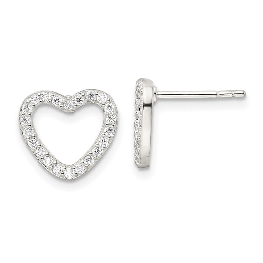 Sterling Silver CZ Heart Post Earrings