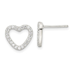 Sterling Silver CZ Heart Post Earrings