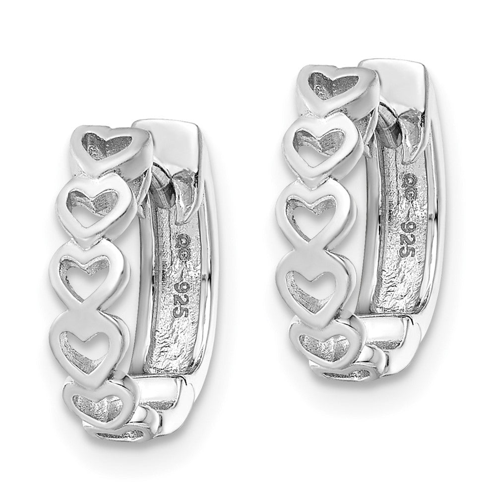 Rhodium-plated Sterling Silver Matt & Polished Finish Heart Hoop Earrings