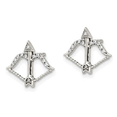 Sterling Silver CZ Bow & Arrow Post Earrings