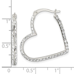 Sterling Silver CZ Heart Hoop Earrings