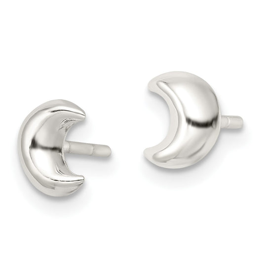 Sterling Silver Polished Crescent Moon Post Earrings