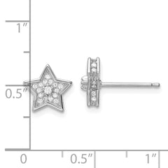 Sterling Silver Polished Rhodium-plated CZ Star Post Earrings