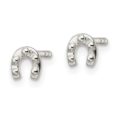 Sterling Silver Polished and Textured Horseshoe Post Earrings