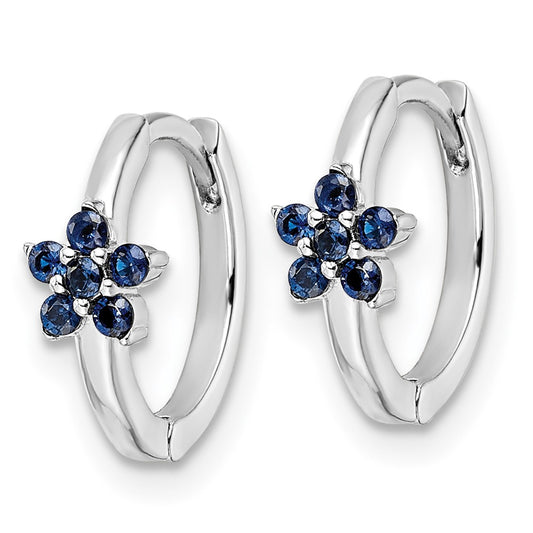 Rhodium-plated Sterling Silver Polished Blue CZ Earrings