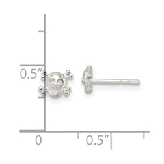 Sterling Silver Polished Skull and Crossbones Post Earrings