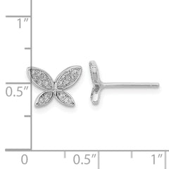 Rhodium-plated Sterling Silver CZ Butterfly Post Earrings