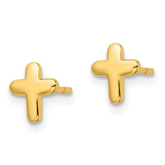 Yellow Gold-plated Sterling Silver Polished Cross Post Earrings