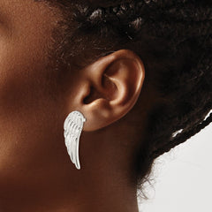 Sterling Silver Polished and Textured Wing Post Earrings