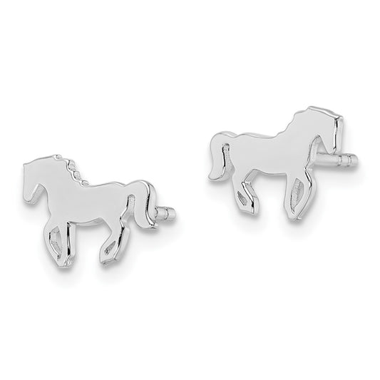 Rhodium-plated Sterling Silver Horse Post Earrings