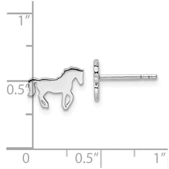 Rhodium-plated Sterling Silver Horse Post Earrings