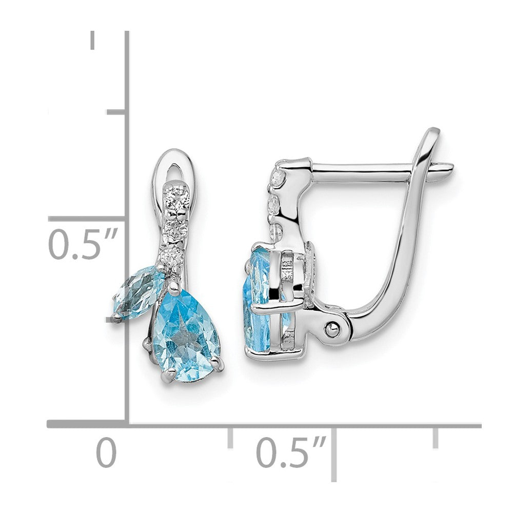 Rhodium-plated Sterling Silver Swiss BT White Topaz Hinged Earrings