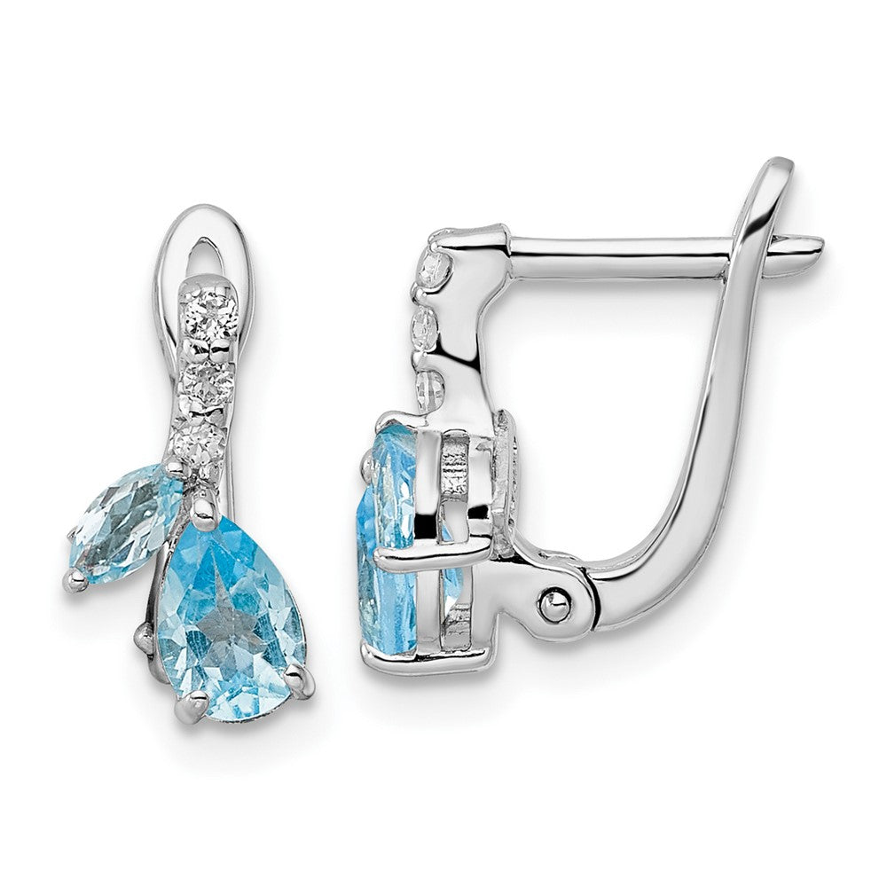 Rhodium-plated Sterling Silver Swiss BT White Topaz Hinged Earrings