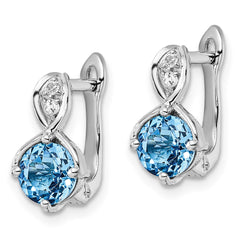 Rhodium-plated Sterling Silver Swiss BT White Topaz Hinged Earrings