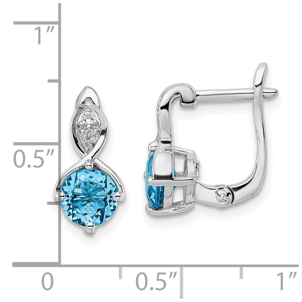 Rhodium-plated Sterling Silver Swiss BT White Topaz Hinged Earrings