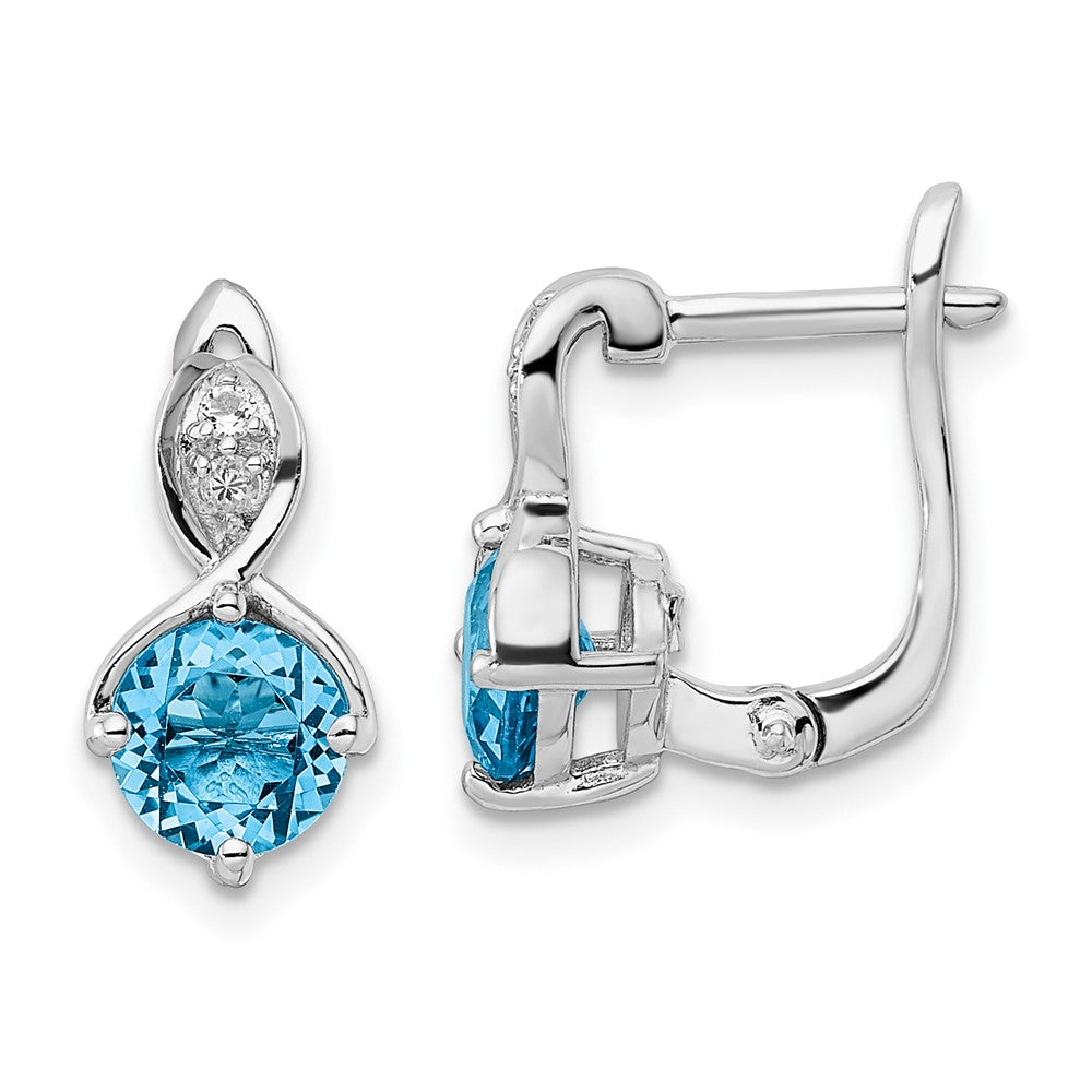 Rhodium-plated Sterling Silver Swiss BT White Topaz Hinged Earrings