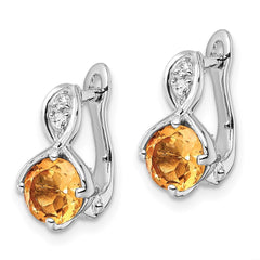 Rhodium-plated Silver 1.48tw Citrine Wt Topaz Hinged Earrings