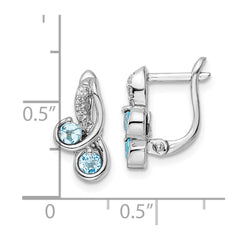 Rhodium-plated Sterling Silverd .56tw Blue & White Topaz Swirl Hinged Earrings