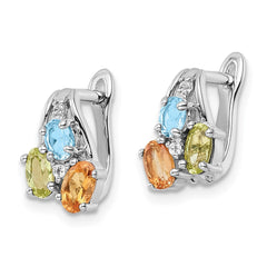 Rhodium-plated Silver 1.50tw PE CI LSBT WT Hinged Earrings