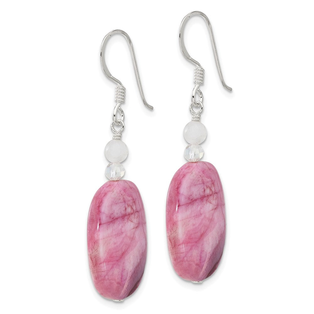 Sterling Silver Pink Agate, Pink Quartz and Crystal Earrings