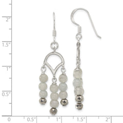 Sterling Silver Grey Quartz and Crystal Shepherd Hook Earrings