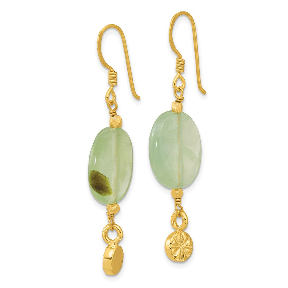 Yellow Gold-plated Sterling Silver Prehnite Dangle Earrings