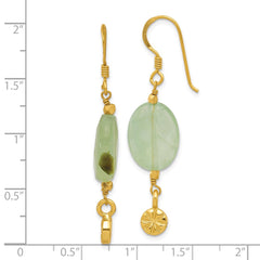 Yellow Gold-plated Sterling Silver Prehnite Dangle Earrings