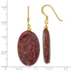 Yellow Gold-plated Sterling Silver Brown Jasper Dangle Earrings