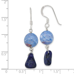 Sterling Silver Blue Agate with Shell and Lapis Shepherd Hook Earrings