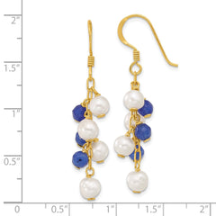 Yellow Gold-plated Sterling Silver FWC Pearl and Blue Quartz Dangle Earrings