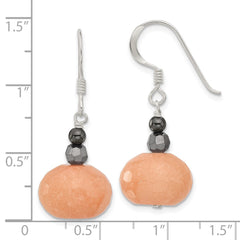 Sterling Silver Hematite, Orange Quartz, Crystal Earrings
