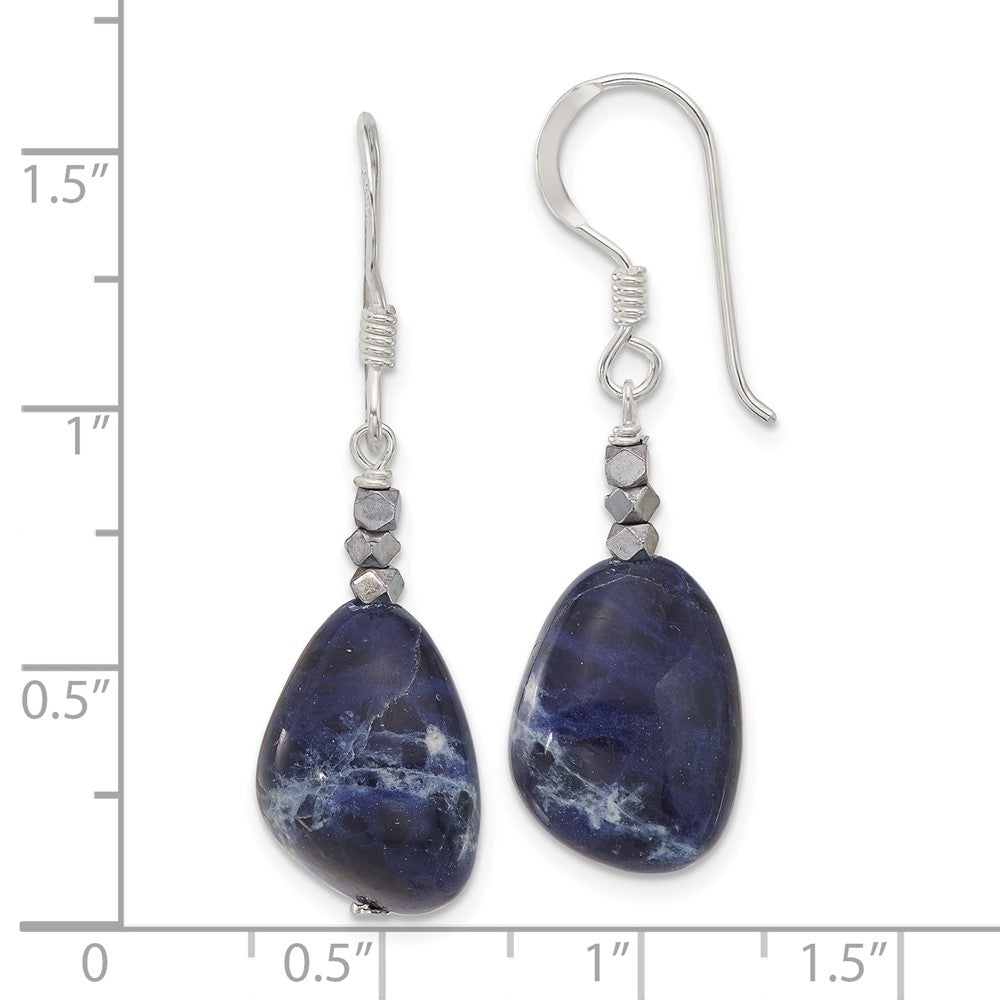 Sterling Silver Hematite and Sodalite Dangle Earrings