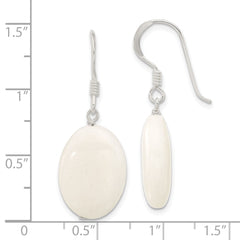 Sterling Silver White Jade Dangle Shepherd Hook Earrings