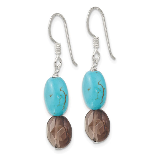 Sterling Silver Quarts and Reconstructed Magnesite Shepherd Hook Earrings