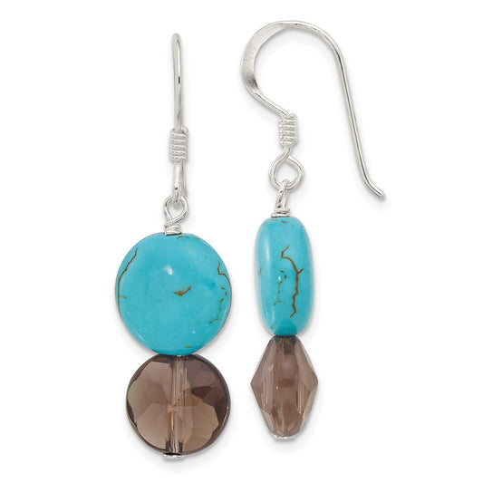Sterling Silver Quarts and Reconstructed Magnesite Shepherd Hook Earrings