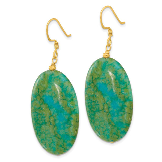 Yellow Gold-plated Sterling Silver Reconstituted Serpentine Earrings