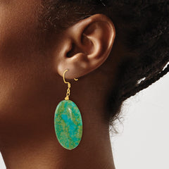 Yellow Gold-plated Sterling Silver Reconstituted Serpentine Earrings