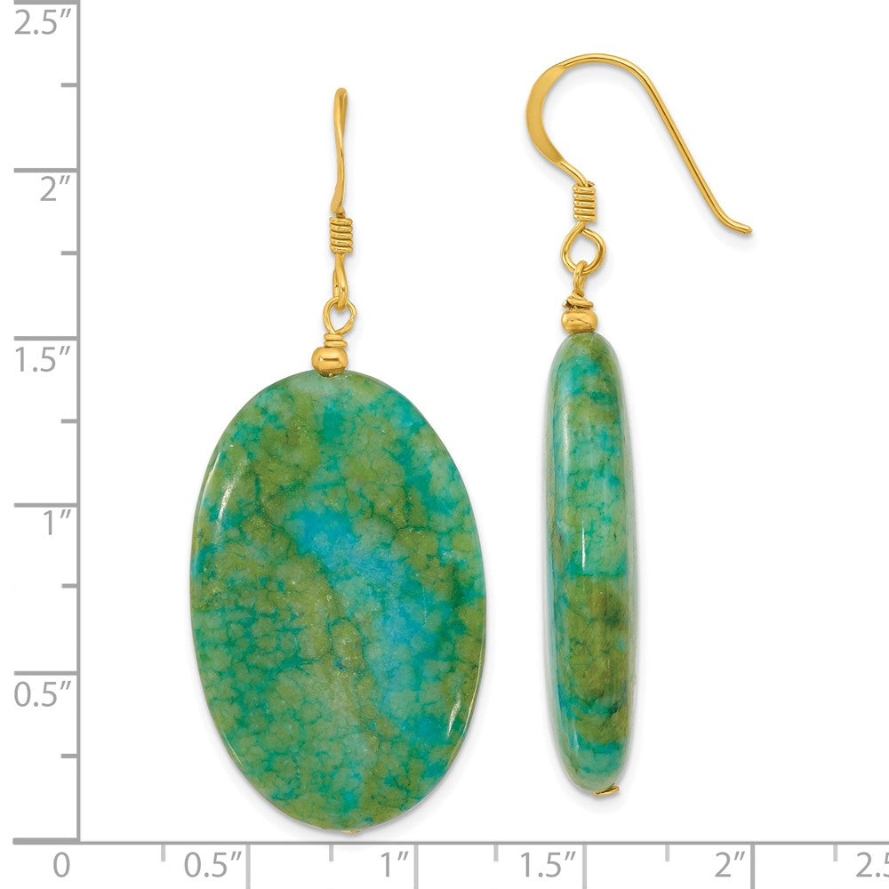 Yellow Gold-plated Sterling Silver Reconstituted Serpentine Earrings