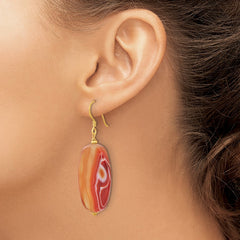 Yellow Gold-plated Sterling Silver Red Sardonyx Dangle Earrings